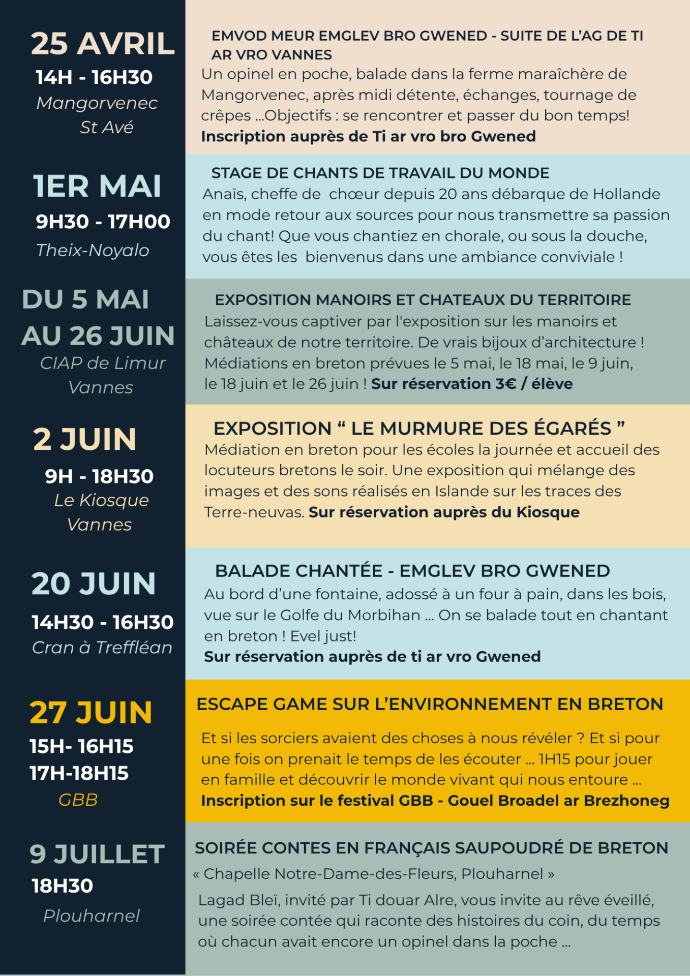 Les evenements lagad blei a venir 2